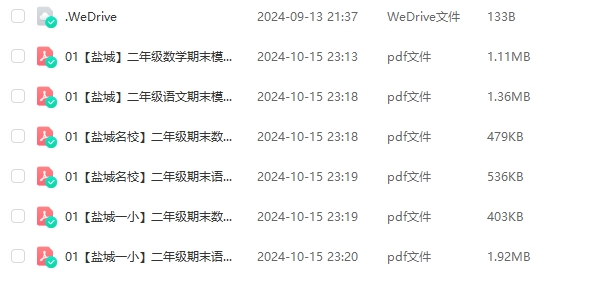 【盐城名校】二年级下学期期末试卷（6月份）合集