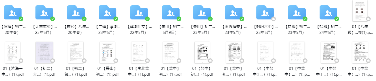 盐城名校|景山|盐中|大丰实验|南通海安|初二下学期月考（5月）试卷合集